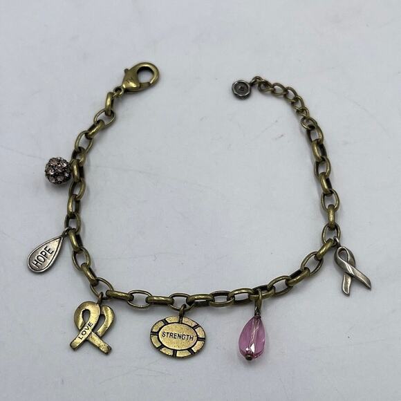 Silpada Think Pink Out Loud Breast Cancer Awareness Charm 925 Brass Bracelet - Picture 1 of 14